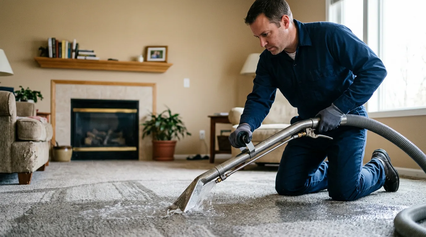 Water damage restoration technician working near Cambridge, MD